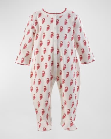 Rachel Riley Girl's Candy Cane BabyGro Footie Pajamas, Size 1M-12M