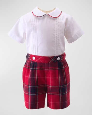 Rachel Riley Boy's Tartan Shirt & Shorts Set, Size 6M-24M