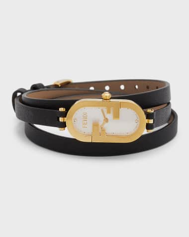 Fendi Square Face Leather Strap Watch