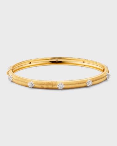 Buccellati Macri 18K Yellow Gold Bangle with Diamonds, 4mm