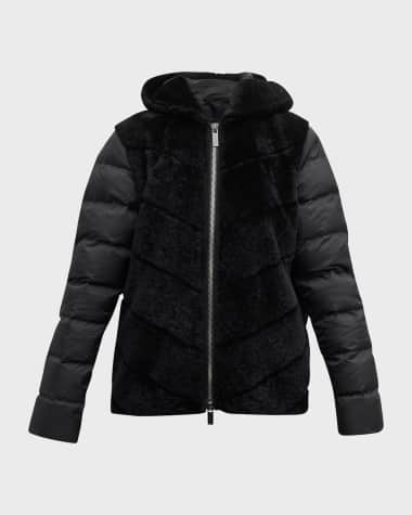 Gorski Chevron Lamb Shearling Parka w/ Quilted Sleeves And Back