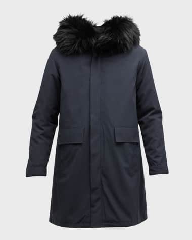 Gorski Men's Lamb Shearling-Lined Parka Jacket w/ Lamb Fur Trim