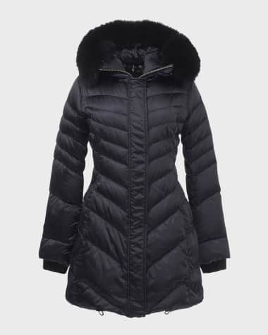 Gorski Apres-Ski Chevron Jacket w/ Detachable Toscana Lamb Hood Trim