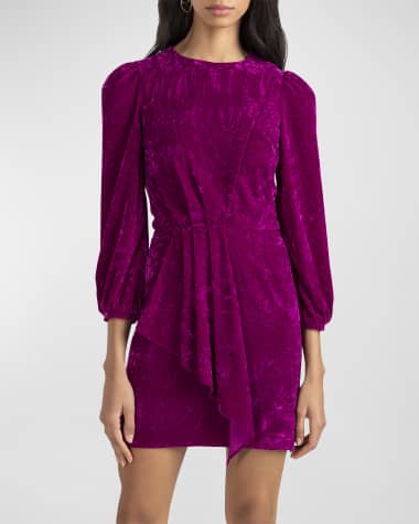 Shoshanna Dakota Draped Velvet Mini Dress