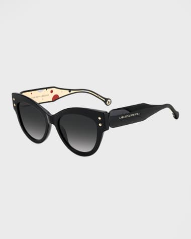 Carolina Herrera Two-Tone Polka-Dot Acetate Cat-Eye Sunglasses