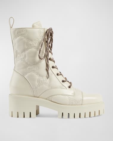 Gucci GG Logo Quilted Combat Boots