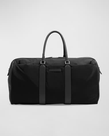 ZEGNA Men's Holdall 55 Nylon and Leather Duffel Bag
