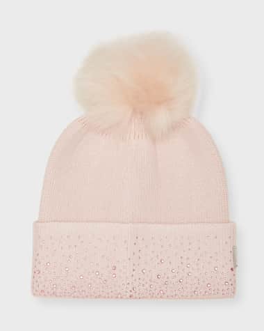 Gorski Embellished Toscana Lamb Pom Knit Beanie
