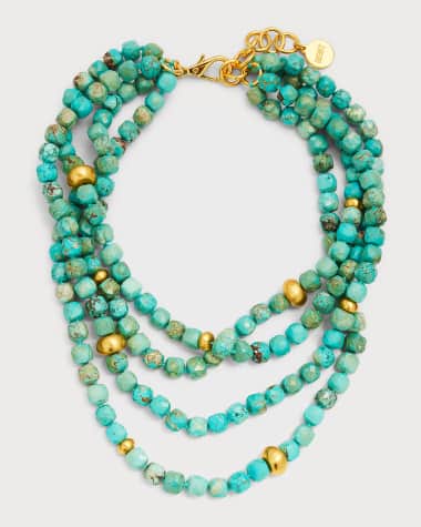 NEST Jewelry Turquoise Magnesite Brushed Accent Necklace