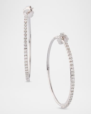Mattia Cielo 18K White Gold Diamond Hoop Earrings