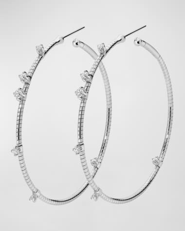 Mattia Cielo 18k White Gold Diamond Hoop Earrings