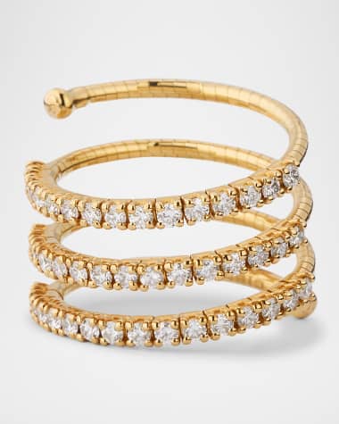 Mattia Cielo 18K Yellow Gold Coil Ring with Diamonds