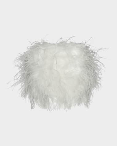 LaMarque Zaina Strapless Ostrich-Feather Crop Top