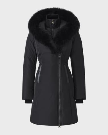 Mackage Kay Layered Parka Coat w/ Shearling Trim