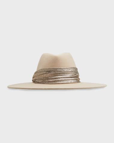 Eugenia Kim Harlowe Wool Fedora Hat w/ Metallic Ruched Band