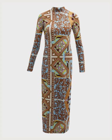 Tory burch イエロのシルクドレス 赤、青、イエローの花柄プリント