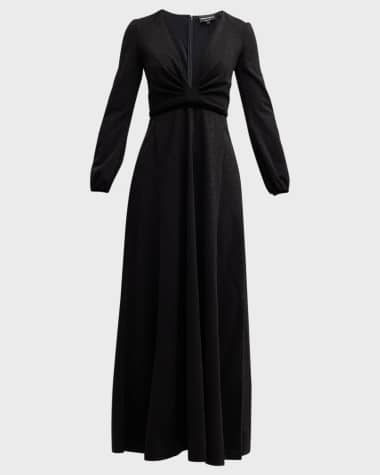 Emporio Armani Deep V-Neck Shimmer Jersey Maxi Dress