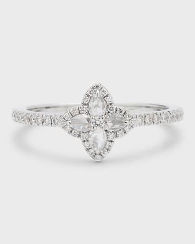 64 Facets Blossom 18K White Gold Blossom Motif Diamond Ring, Size 6, 0.34tcw