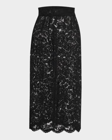 Dolce&Gabbana Lace Scalloped-Hem Midi Skirt