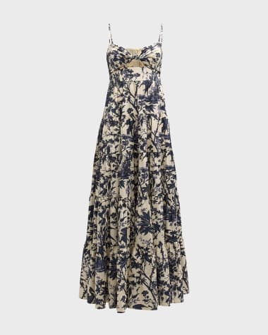 Cara Cara Delilah Floral Cotton Spaghetti-Strap Maxi Dress