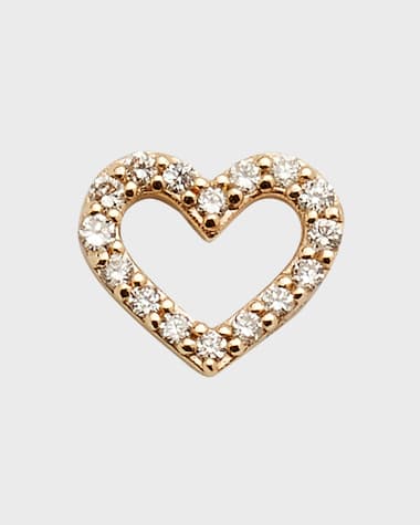 Sydney Evan 14K Small Open Heart Stud Earring with Diamonds, Single