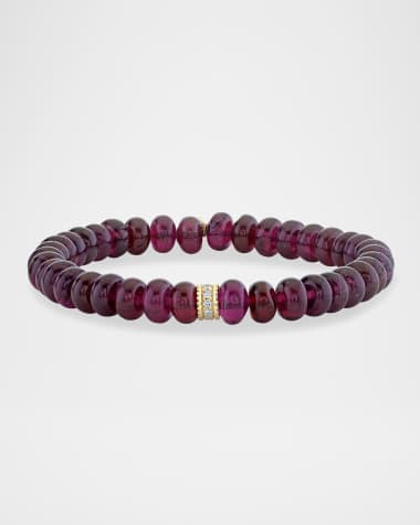 Sydney Evan Scallop Edge Pave Rondelle on Rhodolite Bead Bracelet
