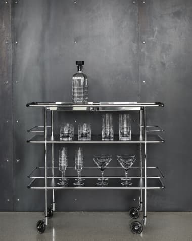 Orrefors 53-Piece Crystal Bar Cart