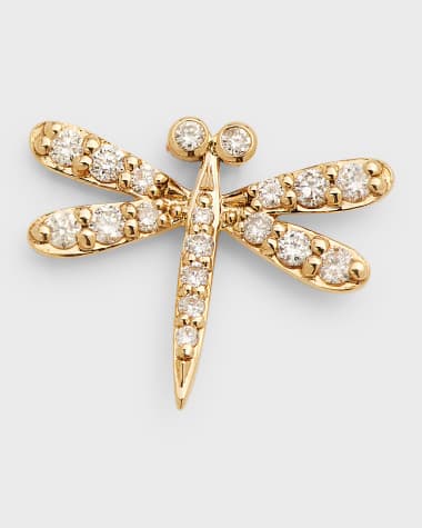 Sydney Evan 14K Diamond Dragonfly Stud Earring, Single