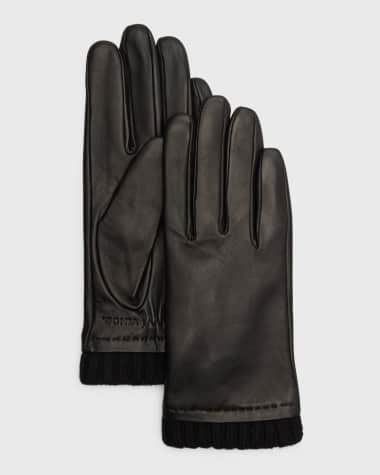 Vince Leather & Cashmere Ribbed Gloves