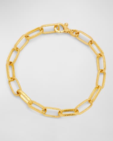 GURHAN Men's Hammered 24K Yellow Gold Cuban Chain Bracelet, Men's, 7.5in, Men's Jewelry Men's Bracelets