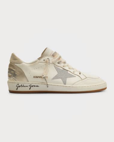 Golden Goose Ballstar Metallic Leather Low-Top Sneakers