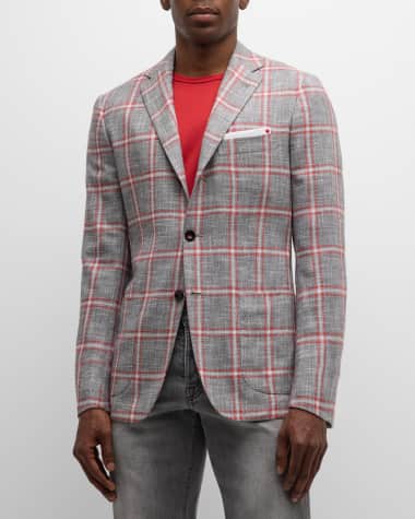 Kiton Men's Windowpane Cashmere-Cotton Sport Coat