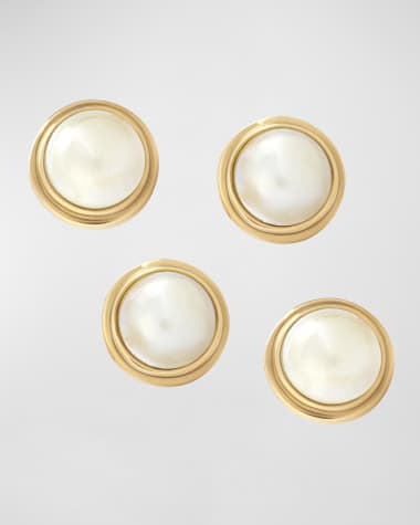 Jan Leslie Men's 18K Gold Mabe Pearl Shirt Studs
