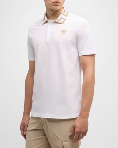 Versace Men's Greca-Collar Polo Shirt
