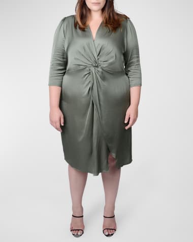Mayes NYC Plus Size Elvie Front-Twist Midi Dress