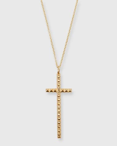 Sydney Evan Men's Pyramid Spiked Diamond Cross Charm Necklace