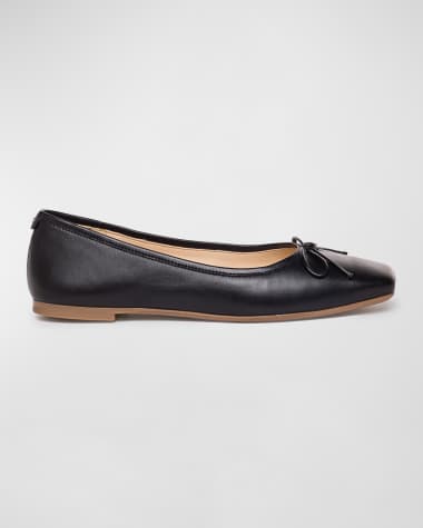 Bernardo Gwynn Leather Bow Ballerina Flats