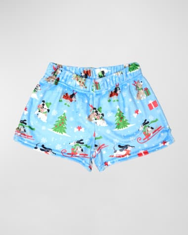 Iscream Girl's Snow Dogs Plush Shorts, Size XS-L