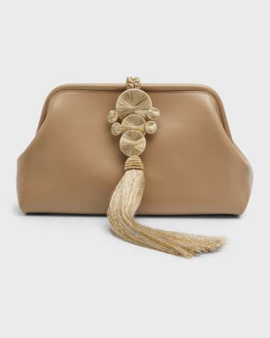 L'Afshar Adele Mini Acrylic Top-Handle Bag With Crossbody Chain
