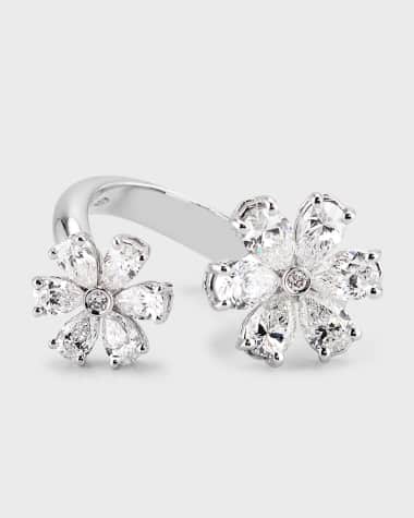 ZYDO 18k White Gold Diamond Flower Ring