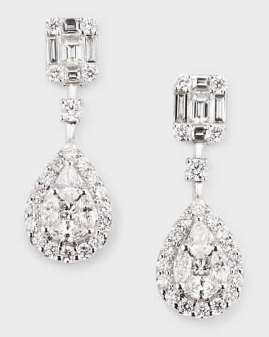 ZYDO 18K White Gold Multi Diamond Earrings, 1.66tcw