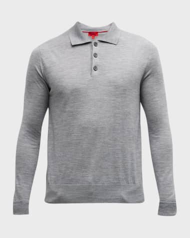 Isaia Men's Wool-Silk Blend Polo Sweater