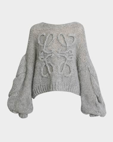 Loewe Anagram Cable-Knit Sleeve Sweater