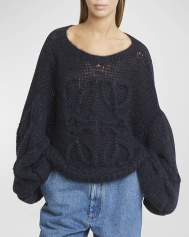 Loewe Anagram Cable-Knit Sleeve Sweater