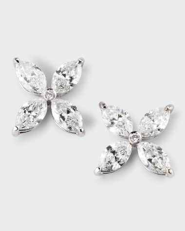 ZYDO 18K White Gold In Bloom Earrings with Diamonds