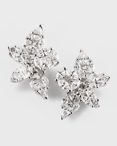 ZYDO 18K White Gold Diamond Cluster Earrings, 2.12tcw