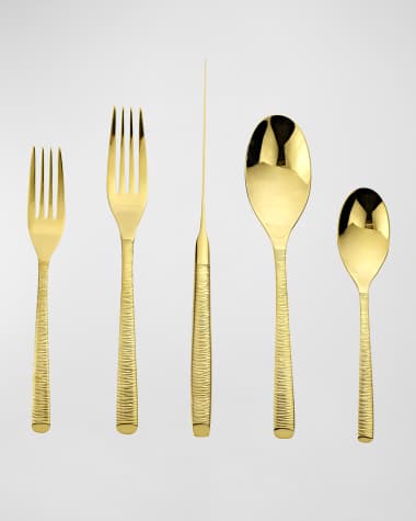 Ricci Silversmith Birchwood Gold 20-Piece Flatware Set