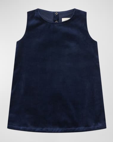 Vild - House of Little Girl's Sleeveless Organic Cotton Velvet Dress, Size Newborn-6