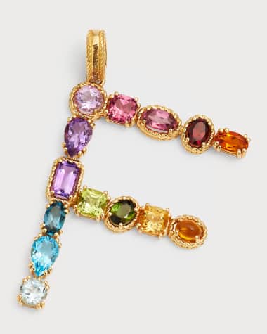 Dolce&Gabbana Yellow Gold Multi Fine Gem Charm, Letter F