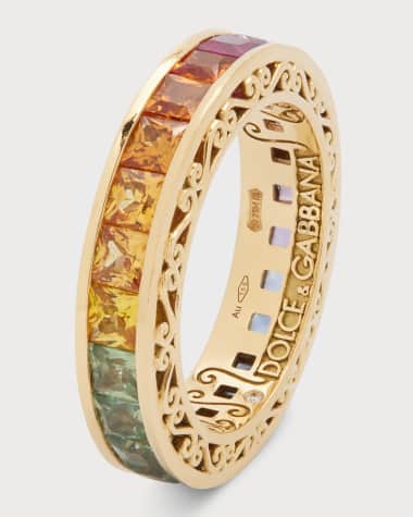 Dolce&Gabbana 18K Yellow Gold Multicolor Sapphire Band Ring